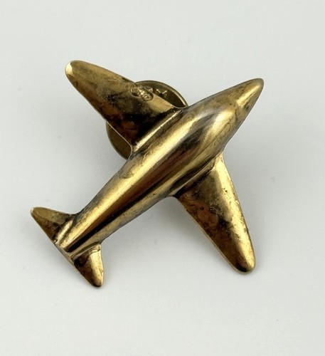 Aviation Airplane Plane Pilot Gold Tone Vtg Pin USAF WWII Military Defense