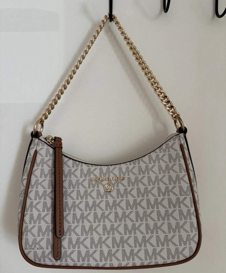 Michael Kors Jet Set Charm Small Logo Schultertasche Beige/Braun Gold - Bild 1 von 4