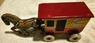 Marx Tin Litho Wind-up Horse Drawn Toytown Dairy Wagon 1930s Nice 10.5" Long