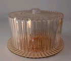 VTG.Pink Glass Anchor Hocking Pedestal Cake Plate Depression Glass  W/Cover EUC!