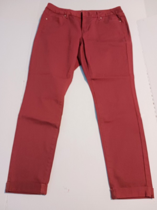 Basic Wear 5 Pocket Wax Jeans Women's Brick Red Pants Size 14