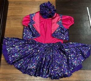 Square Up Fashions Women's Pink Purple Splatter Dance/clown costume set