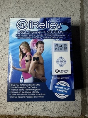 TENS & EMS Electrotherapy Dual Channel Muscle Pain Arthritis Pain iReliev NIB