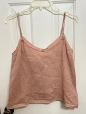 NWT NEW Grade & Gather Mauve Pink Gauze Raw Edge Tank Size Small S