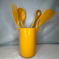 Rosti Denmark Orange Melamine Utensil Set MCM Vintage Danish Modern 5 Pc Pitcher