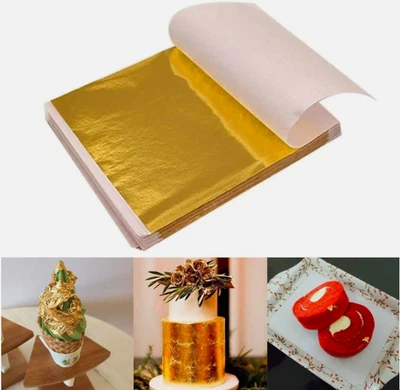 100pcs 24K Gold Foil Edible Gold Leaf Sheets For DIY Cake Decoration Arts Crafts