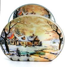 Christmas Winter Snow Scene Tea Light Holder Holiday Ornament Decoration