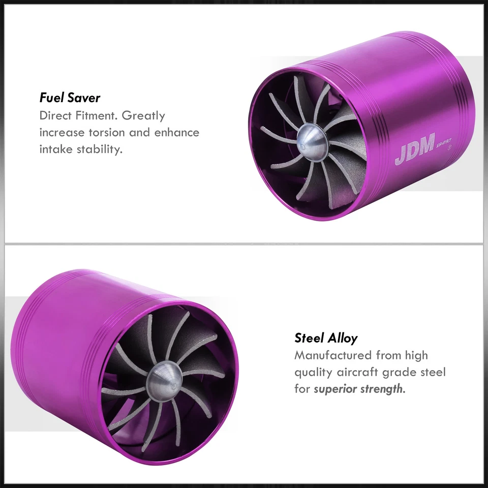 2.5" JDM Intake Turbonator Dual Fan Gas/Fuel Saver Purple For Honda Foto 2 de 4