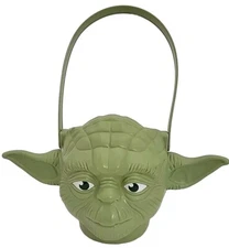 STAR WARS YODA Candy Treat Bucket Pail Figure Head Holder Heavy Duty!