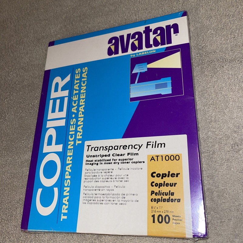 Avatar by Labelon COPIER Transparencies - AT1000 - 8 1/2” x 11” - 100 ct