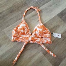 NWT Shade  Shore Orange Floral Halter Bikini Top Size XS