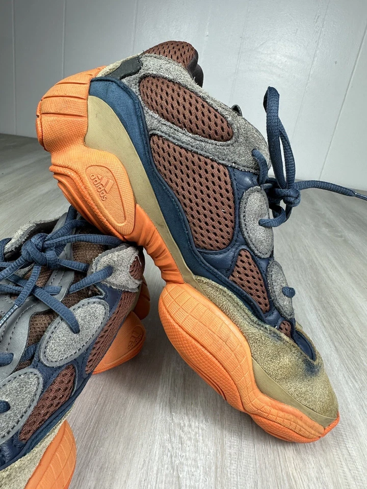 阿迪达斯Yeezy 500 Enflame蓝色棕褐色橙色GZ5541男式9.5无盒运动鞋 — 第 3/4 张图片