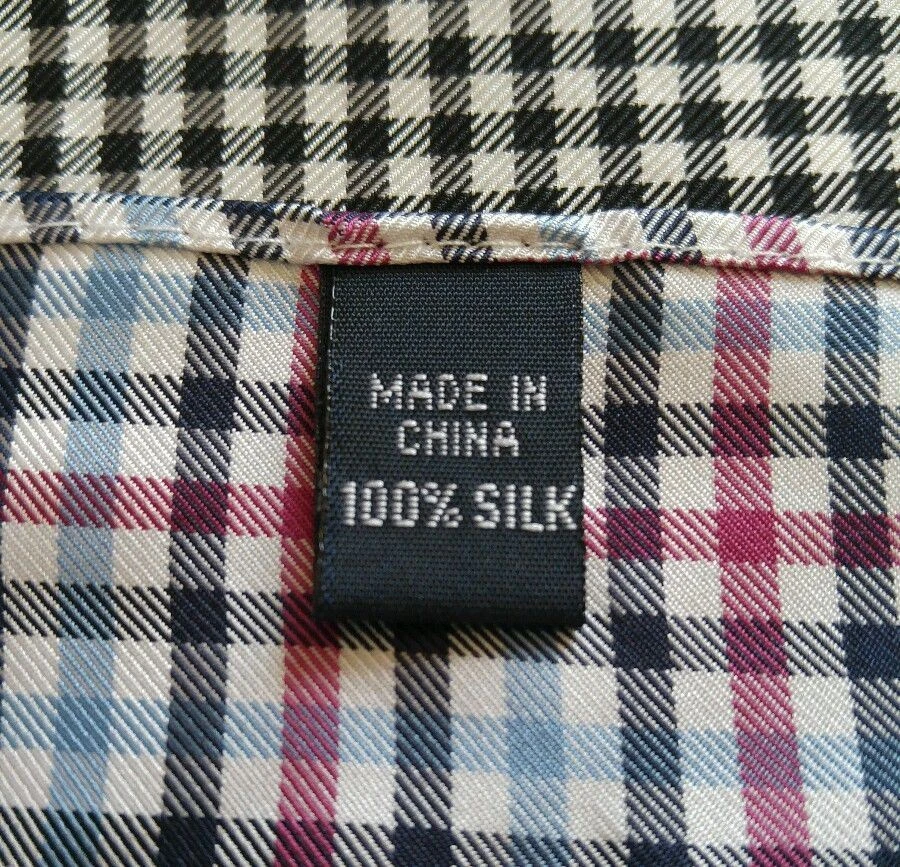 Black/White checked and Multi-colored Plaid 100% Silk Pocket Squares Set of 2 - Image 3 of 3