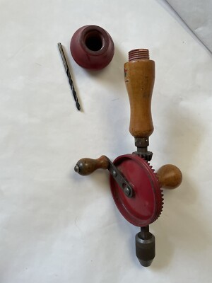*Vintage Wards Master Egg Beater Hand Crank WoodWorker Drill W/1 Bit-WORKS