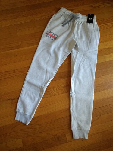 NWT, Under Armour Men's Rival Fleece Sweatpants Joggers, Ribbed Ankle, Halo Gray - Picture 11 of 12