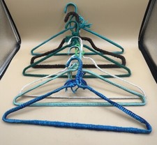 6 Crochet Hangers Wire Handmade Plus 1 Wooden Handpainted VTG
