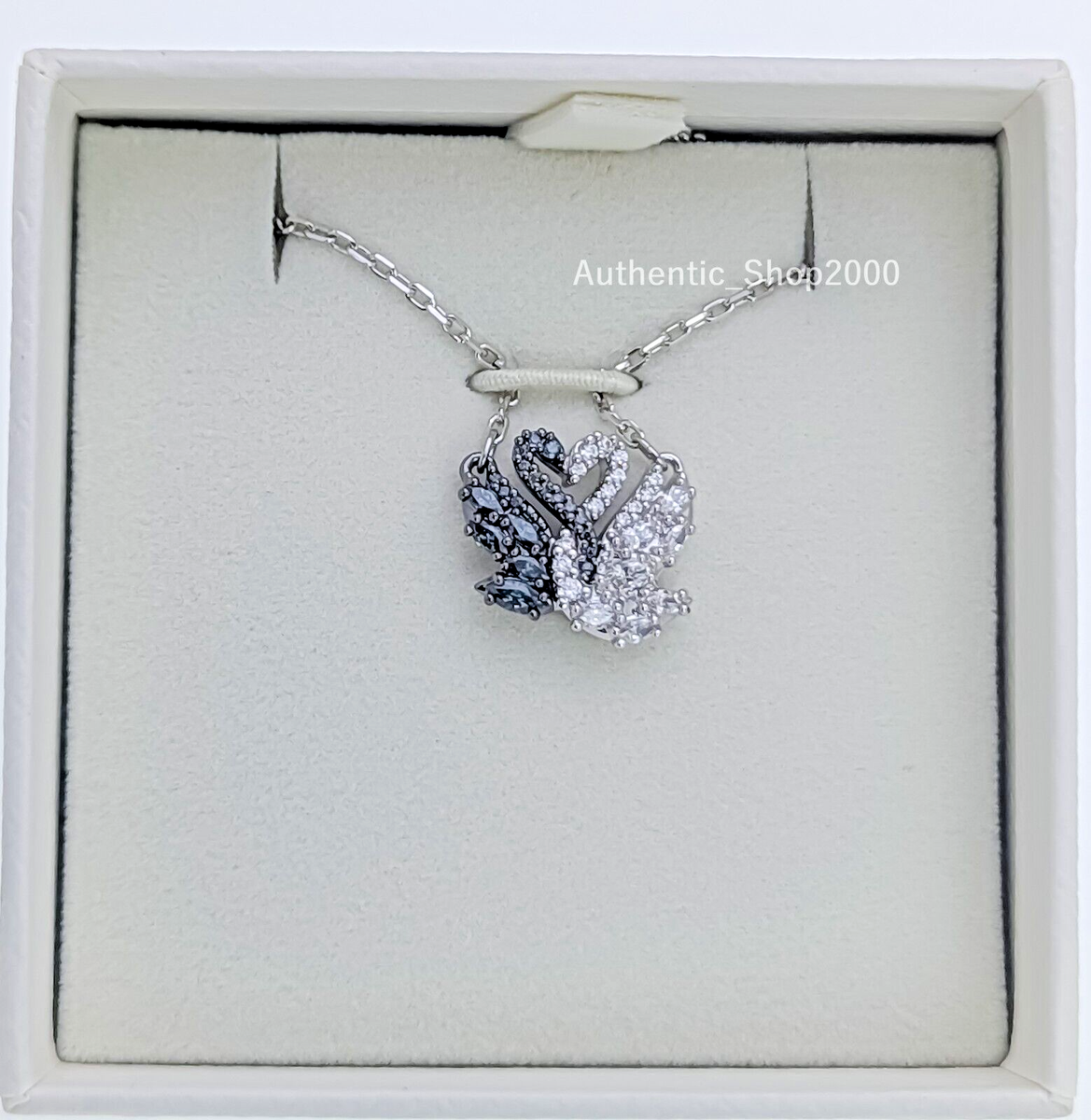 NEW 100% Authentic SWAROVSKI Rhodium Black White Swan Pendant