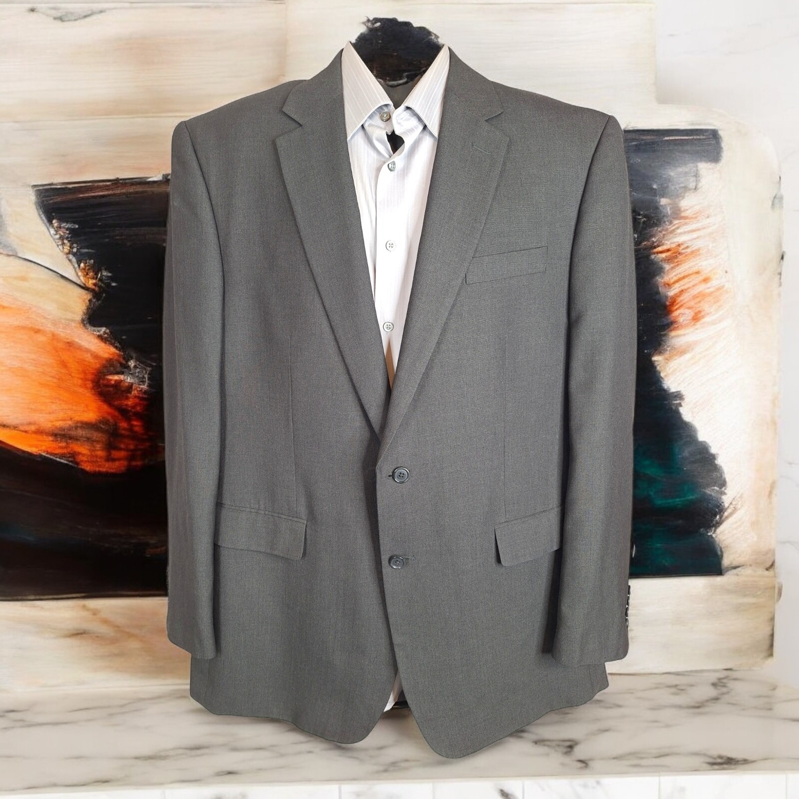 Croft & Barrow Mens 46L Charcoal Single Vented Blazer Jacket