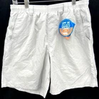 NEW Columbia PFG Backcast 8" Omni-Shade Light Gray Drawstring Water Shorts Men M