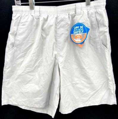 NEW Columbia PFG Backcast 8'' Omni-Shade Light Grey Drawstring Water Shorts Men M