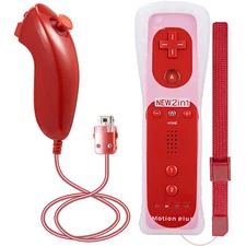 For Nintendo 2in1 Wii Wii U Motion Plus Remote Nunchuck Wiimote Controller