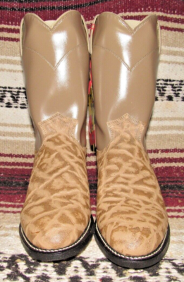 Mens Justin Diamond J Beige Elephant PRINT Leather Roper Cowboy