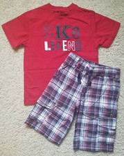 GYMBOREE Boys Sz 7 Skate Legend Skateboarding Tees  Plaid Shorts 