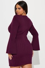 Marie Sweater Mini Dress - Eggplant