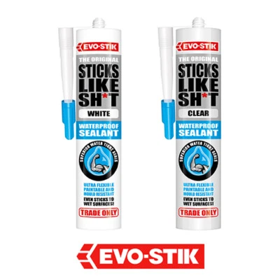EVO-STICK Evo-Stik Sticks Like SH*T | Waterproof Sealant Flexible | WHITE CLEAR 290ML