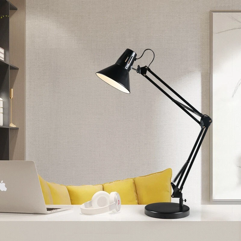 Lampada da Tavolo Scrivania Braccio Girevole Snodabile con Morsetto Ufficio E27 - Immagine 3 di 4