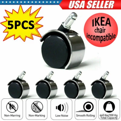 FOH 5PCS Office Chair Caster Swivel Wheels Replacement Heavy Duty 2 inch