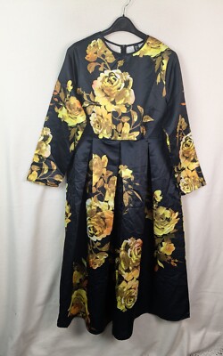 Shein Curve Damen Anlass Kleid Übergröße Gr. 2XL Schwarz Mix Langarm Reißverschluss