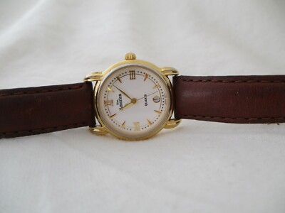 The America Watch Brown Leather Buckle Band White Face Gold 