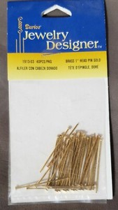 Authentic Darice Jewelry Designer--1" Head Pin-Gold Plated-40 Pieces