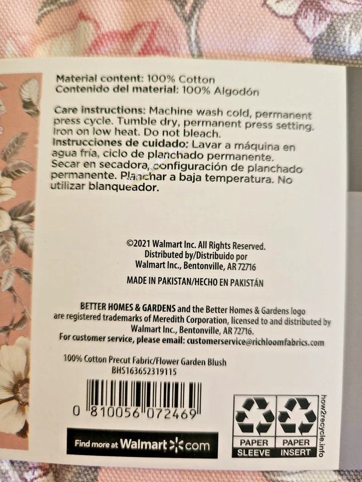 New Better Homes & Gardens 2 Yards 100% Cotton Duck in Flower Garden Blush - Image 4 of 4