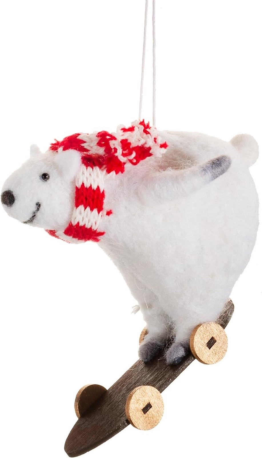 Sass & Belle Felt Polar Bear on Skateboard Hanging Christmas Tree Decoration