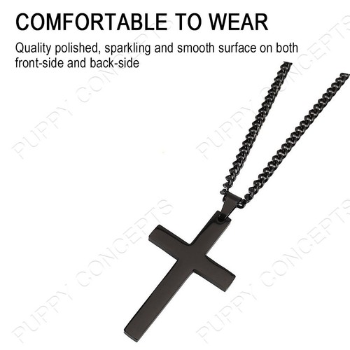 Titanium Stainless Steel Cross Pendant Men Women Chain Necklace Religious BlackV - Picture 3 of 11