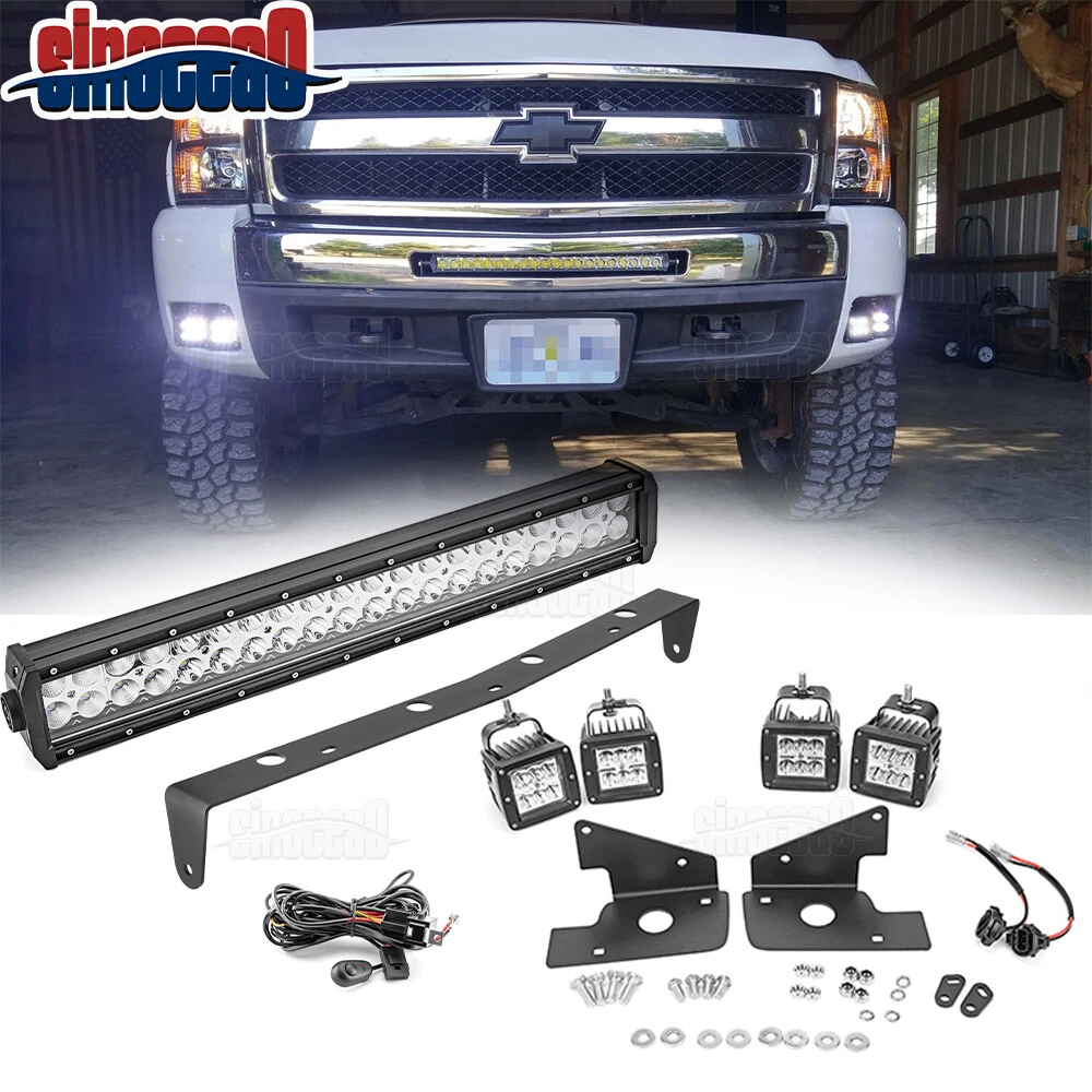 For Chevy Silverado 1500 2500 3500 Bumper 22 LED Light Bar Fog