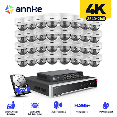 ANNKE 32CH 12MP NVR 4K Full Color POE Security Camera System Audio Recording AI