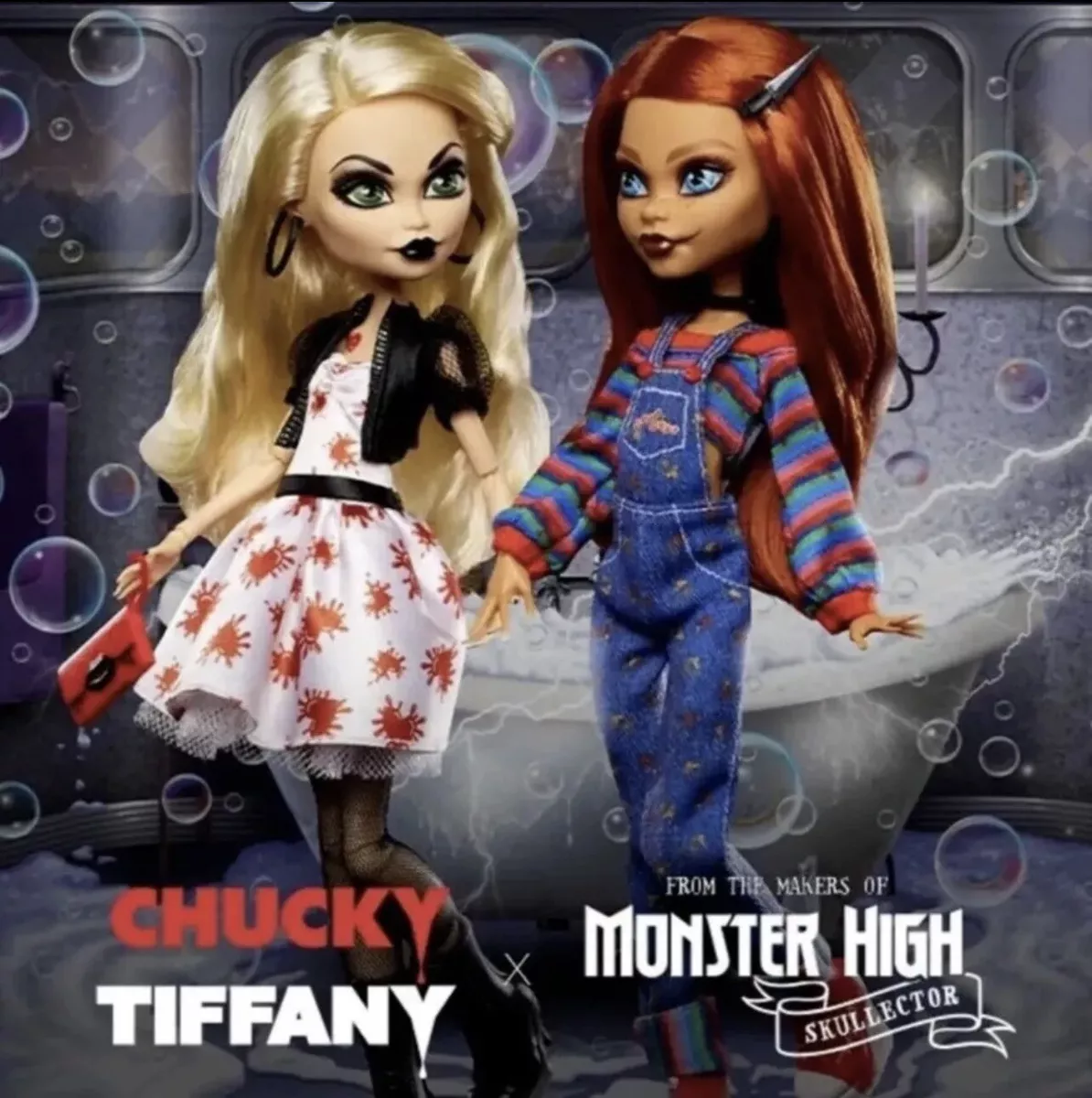 Bonecos Monster High Skullector Chucky e Tiffany - Mattel