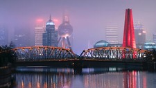 Landscape bridge mist lights shanghai cityscape china Custom Gaming Mat Desk