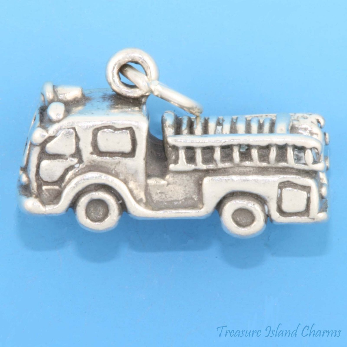 Fire Truck Charm 3-D Sterling Silver - Made in the USA Fire Truck Charm 3-D Sterling Silver - Made in the USA