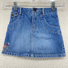 Genuine Kids Oshkosh Girls 4T Denim Blue Jean Skirt Under Shorts Y2K Preppy
