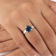 London Blue Topaz Gemstone 925 Sterling Silver Jewelry Handmade Ring For Women