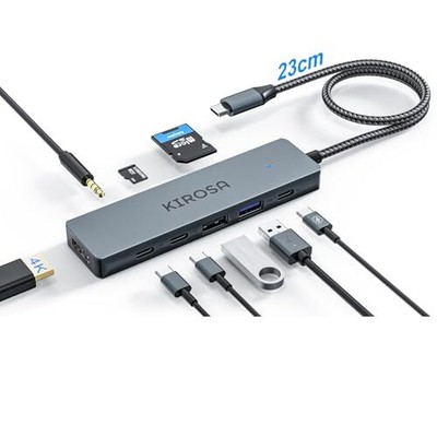 USB C Hub Multiport Adapter for MacBook Pro Air:  9 in 1 USB C to 4K Space Gray