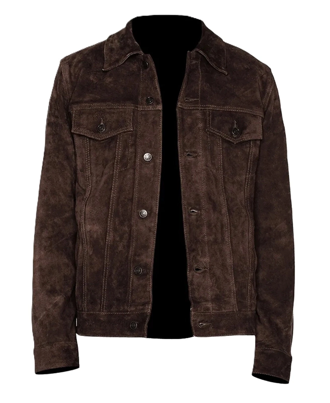Men's Real Suede Leather Dark Brown Trucker Jacket Denim Style Classic Jacket
Opens in a new window