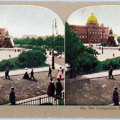 c1900s Berlin, Germany Palace Lustgarten Stereoview Kaiser Wilhelm Monument V35