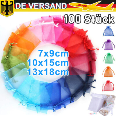 100 x Organza Beutel Organzasäckchen 7x9 10x15 13x18 10 Farben Hochzeit Geschenk