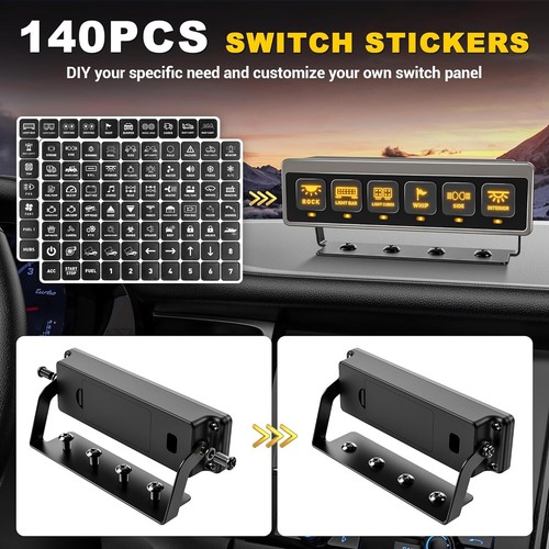 Wireless 6 Gang Switch Panel, Multifunction Toggle Switches Control 12V 80A - Picture 5 of 7