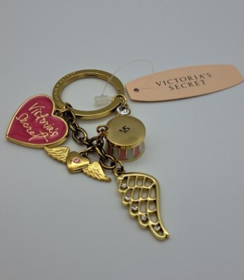 Victoria's Secret Charm Keychain Hatbox Angel Wings Bling